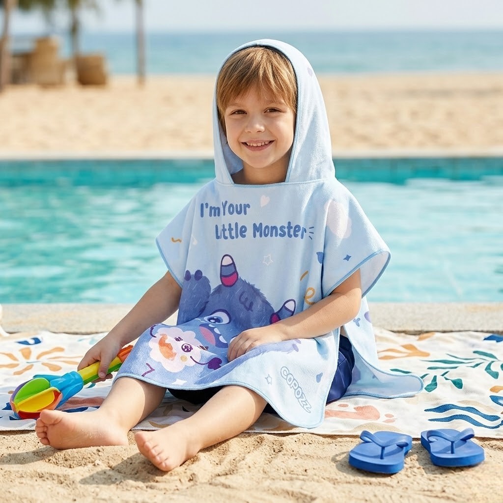 Poncho de bain enfant petit monstre