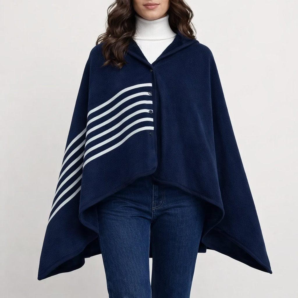 Poncho polaire femme style marin