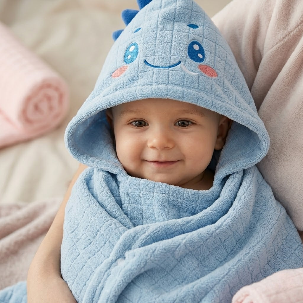 Poncho plage bébé dinosaure