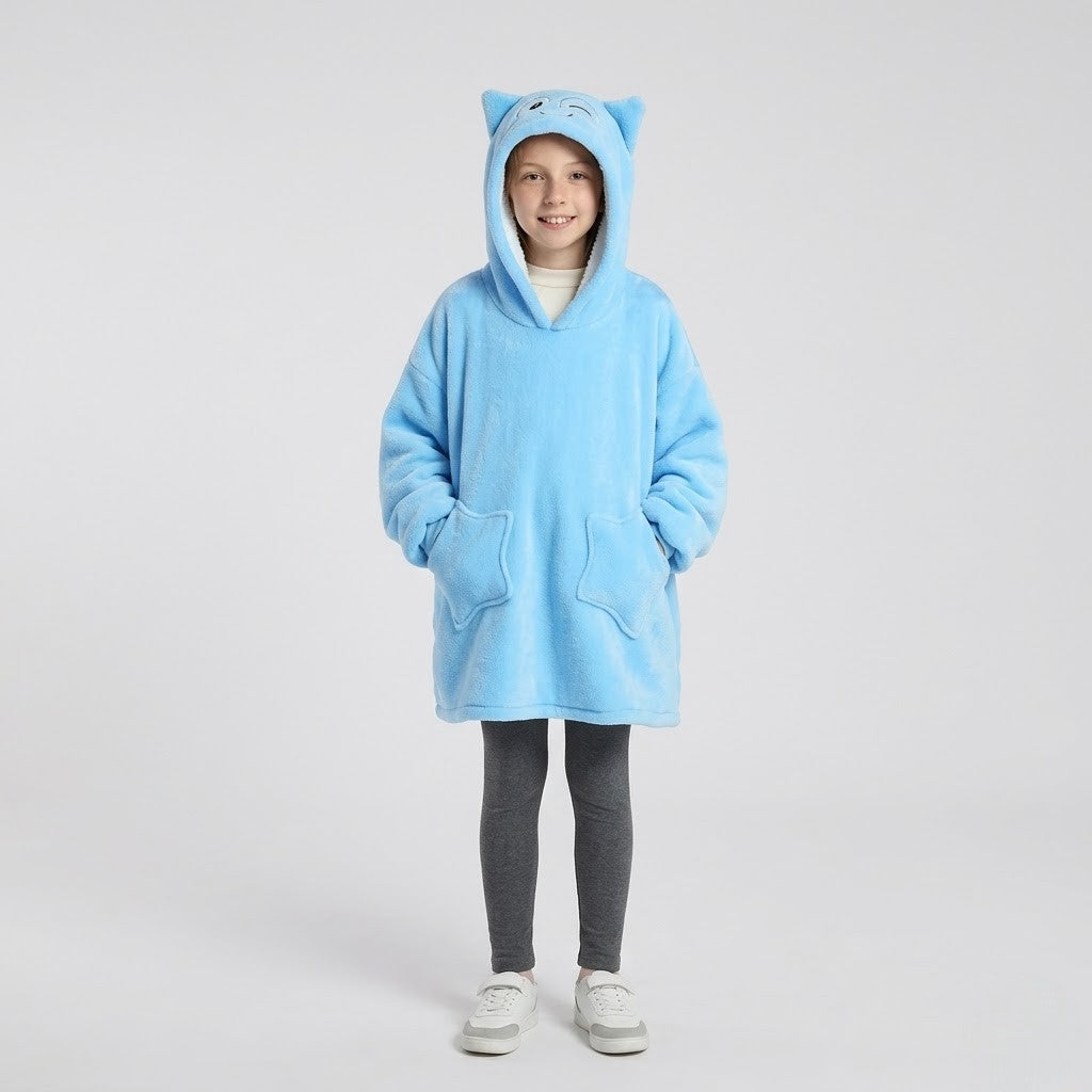 Poncho polaire enfant bleu
