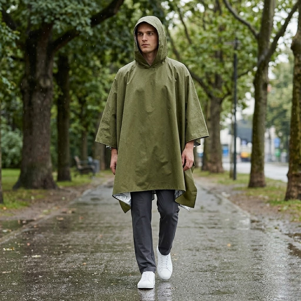 Poncho pluie homme avec doublure