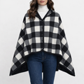 Poncho polaire femme noir et blanc