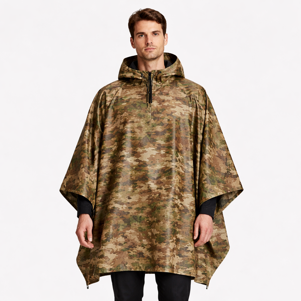 Poncho pluie homme camouflage militaire