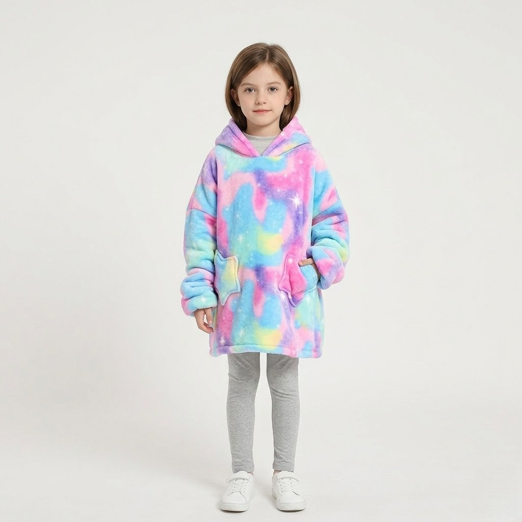 Poncho polaire enfant arc-en-ciel
