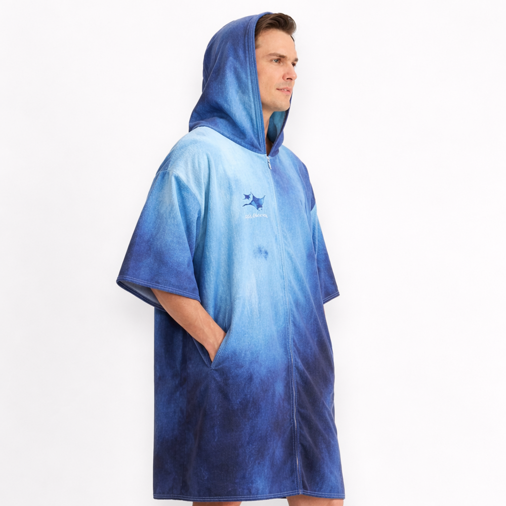 Poncho de bain homme motif raie