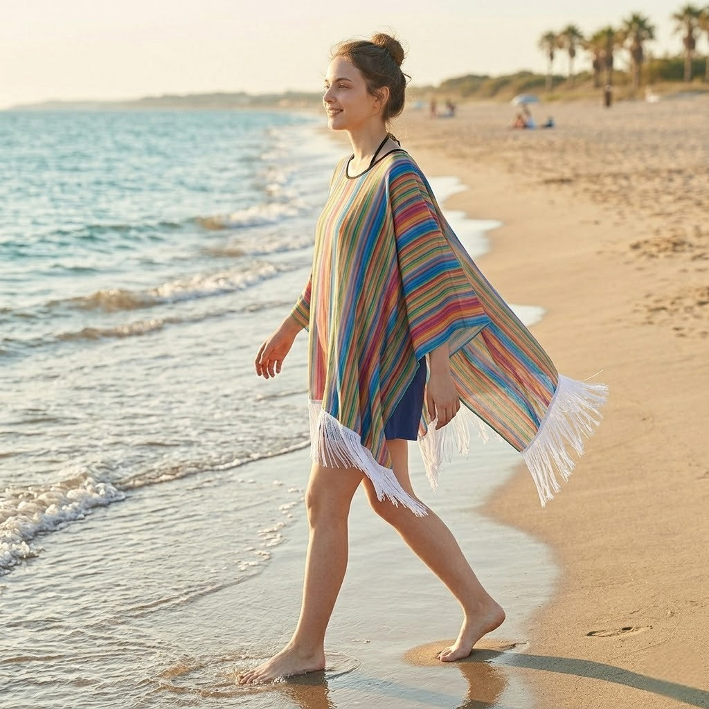 Poncho mexicain à franges