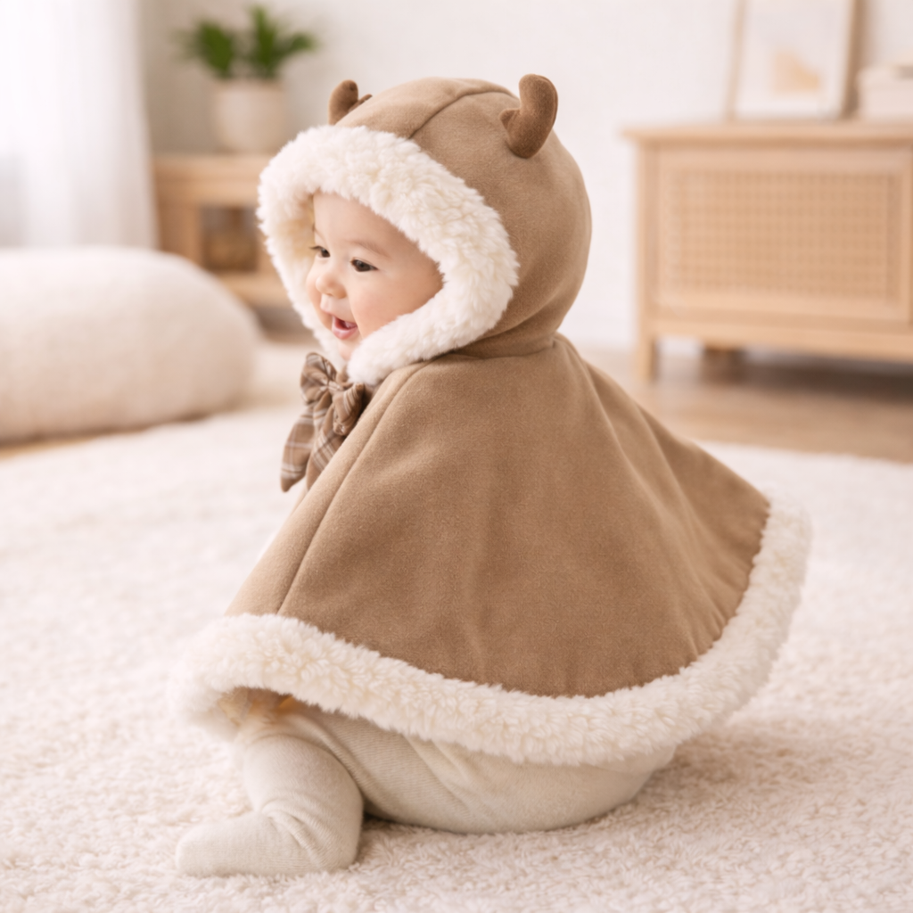 Poncho chaud bébé noeud papillon