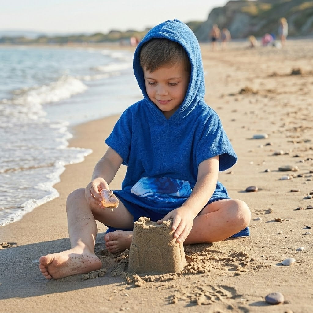 Poncho de bain enfant motif baleine