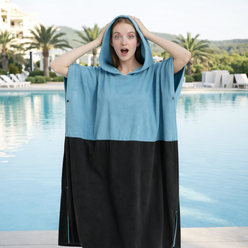 Poncho de bain femme bicolore