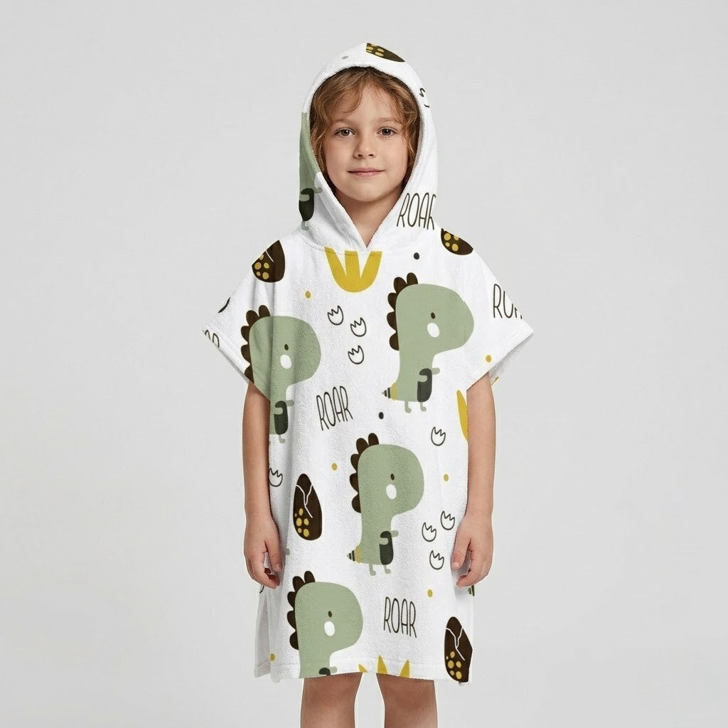 Poncho plage enfant dinosaure