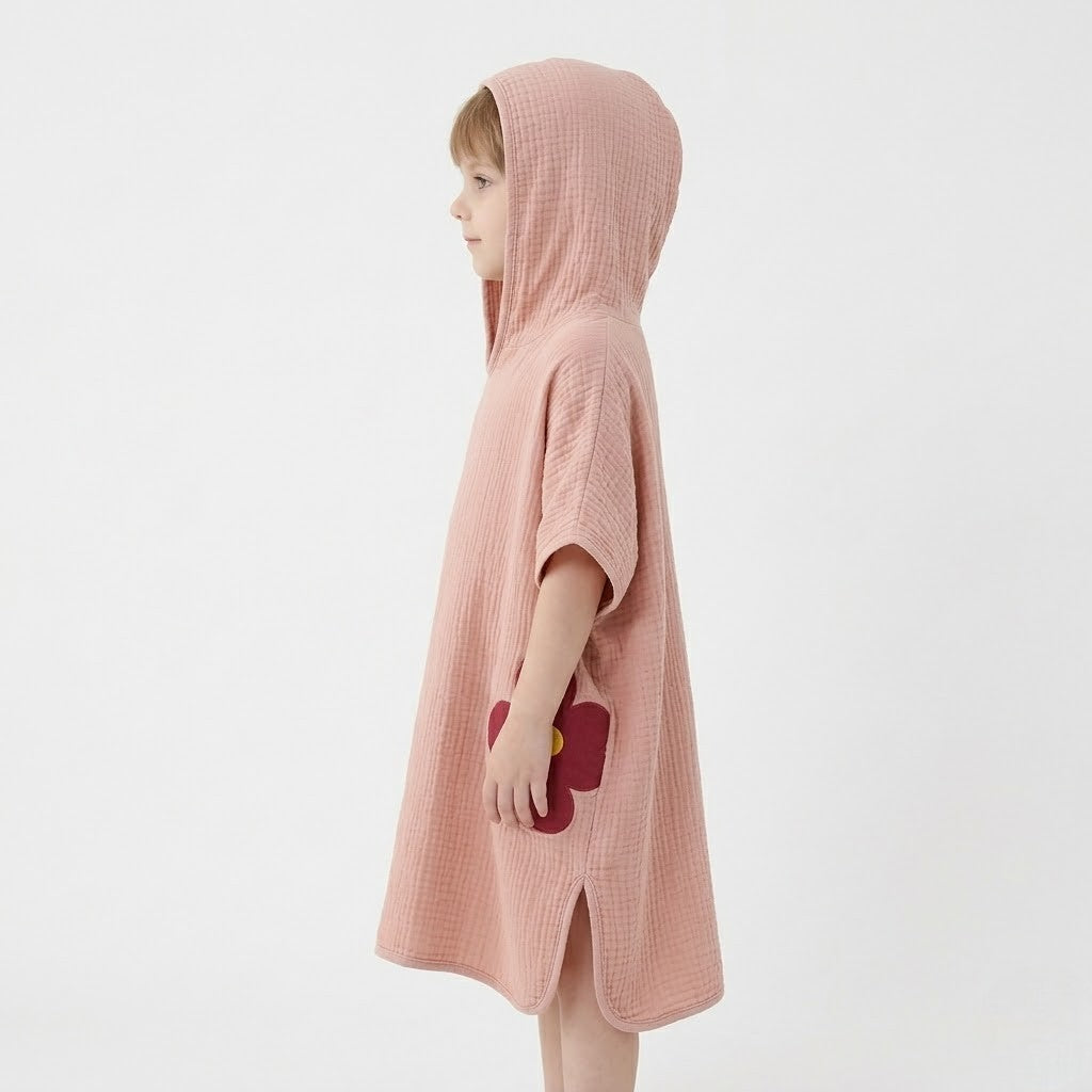 Poncho de bain enfant motif fleur