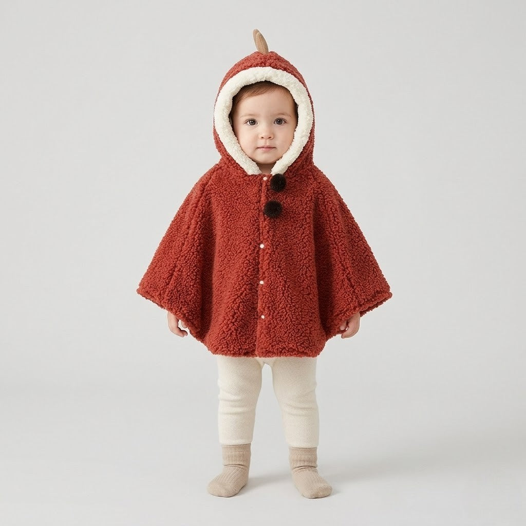 Poncho chaud bébé oreilles d’ourson