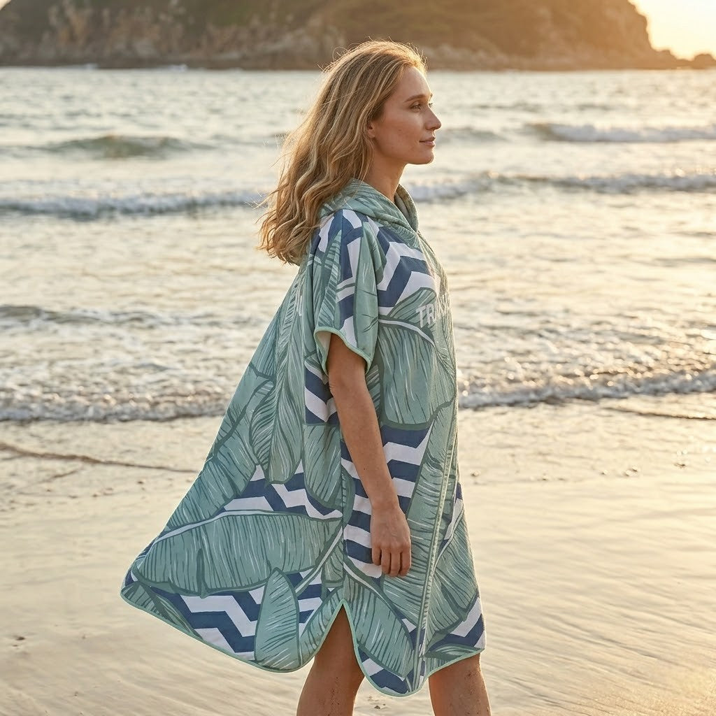 Poncho plage femme tropical