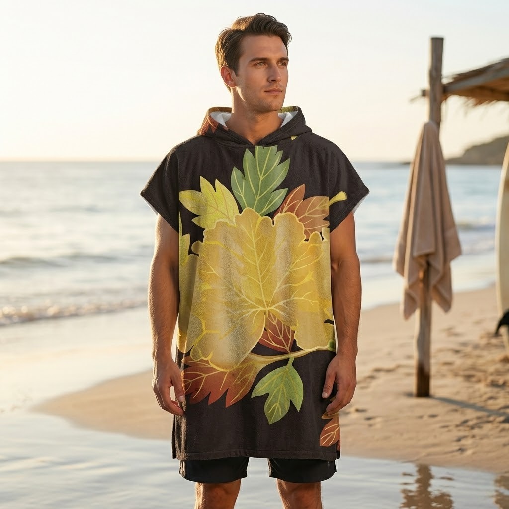 Poncho piscine homme fleurs