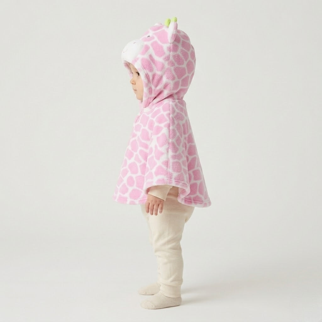 Poncho chaud bébé rose