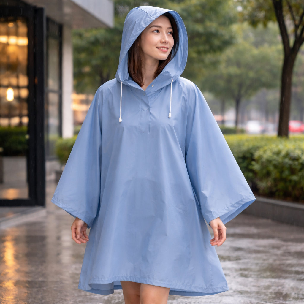 Poncho pluie femme long