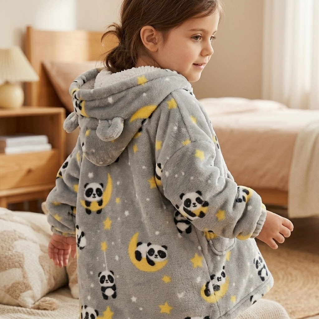 Poncho polaire enfant panda