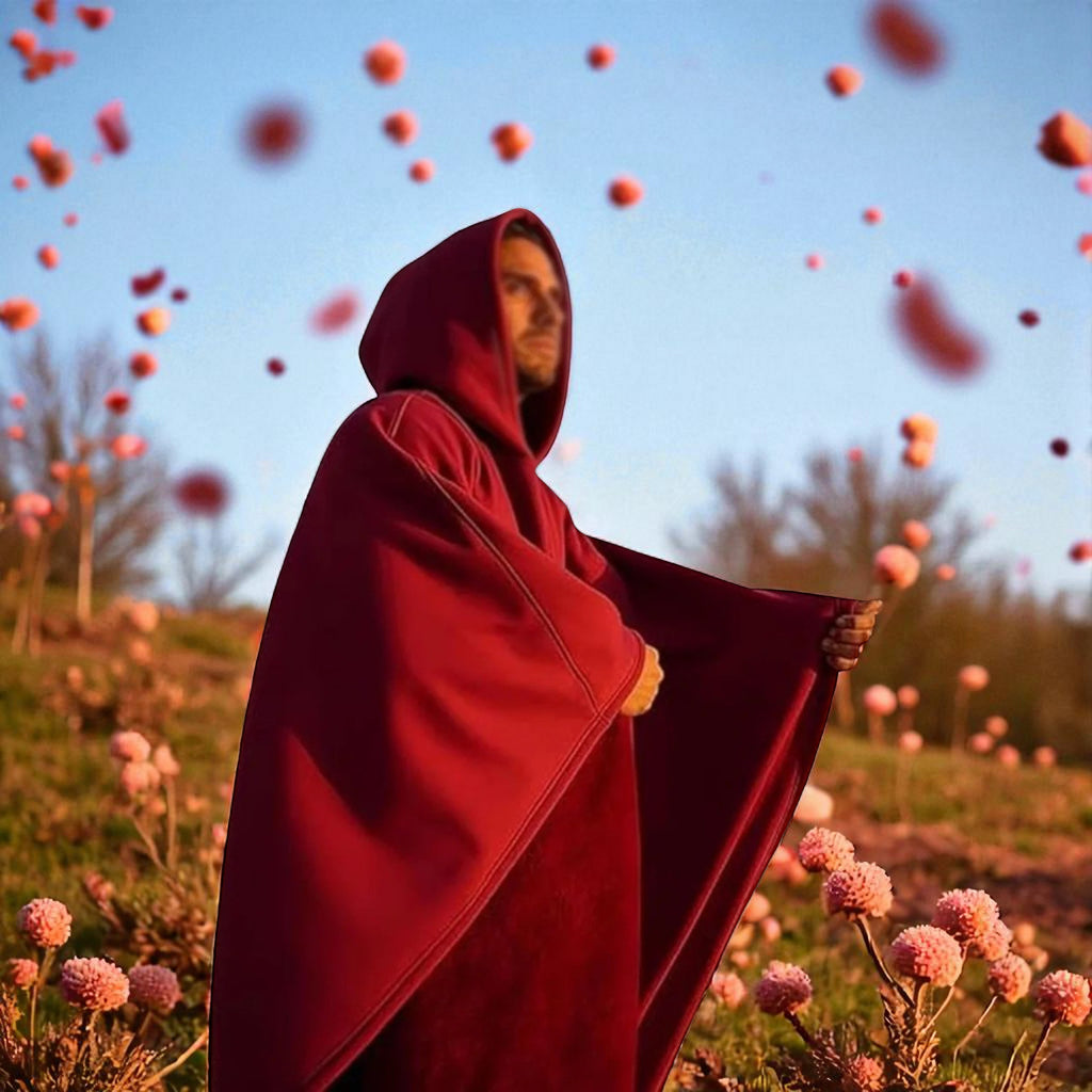 Poncho chaud homme avec capuche
