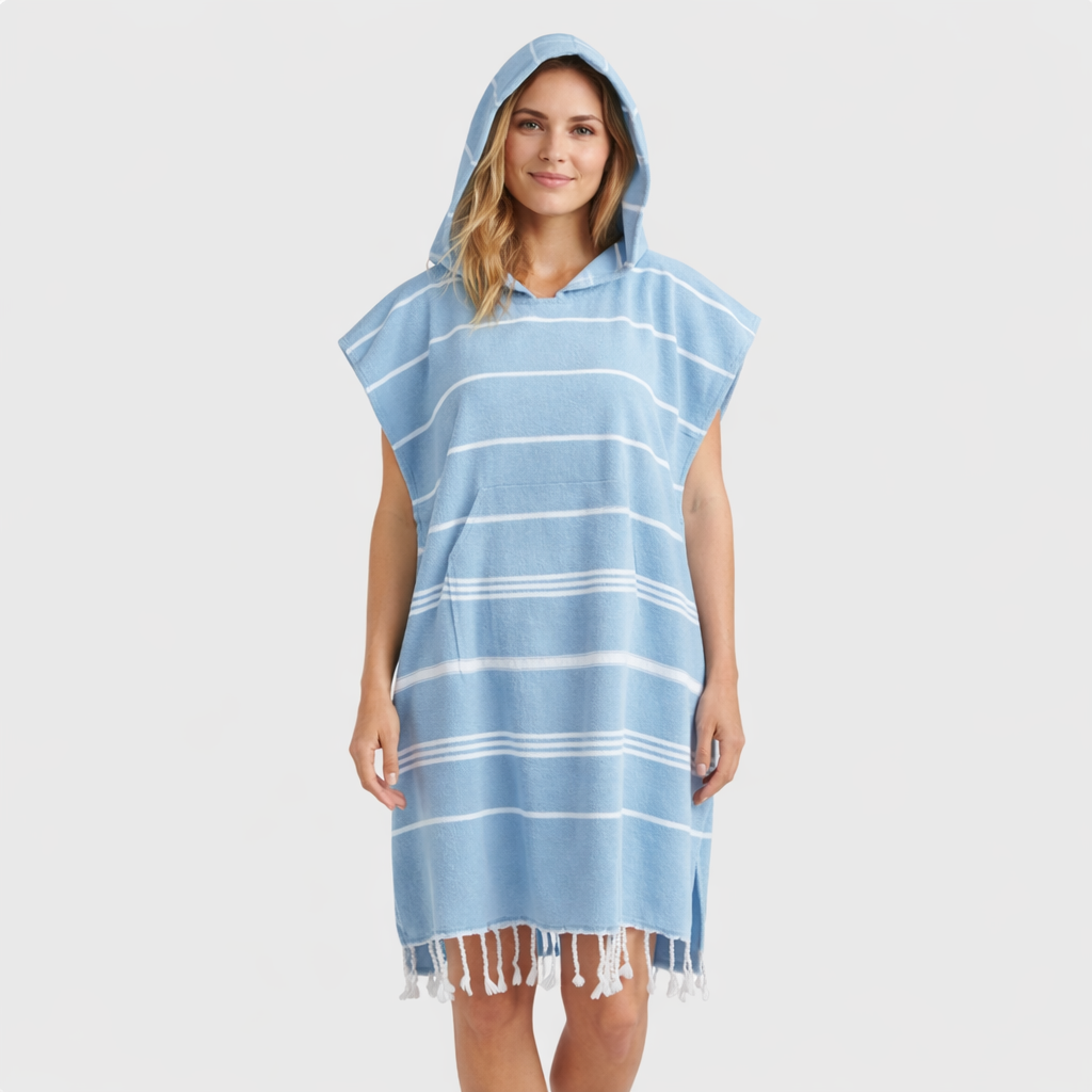 Poncho surf femme à rayures