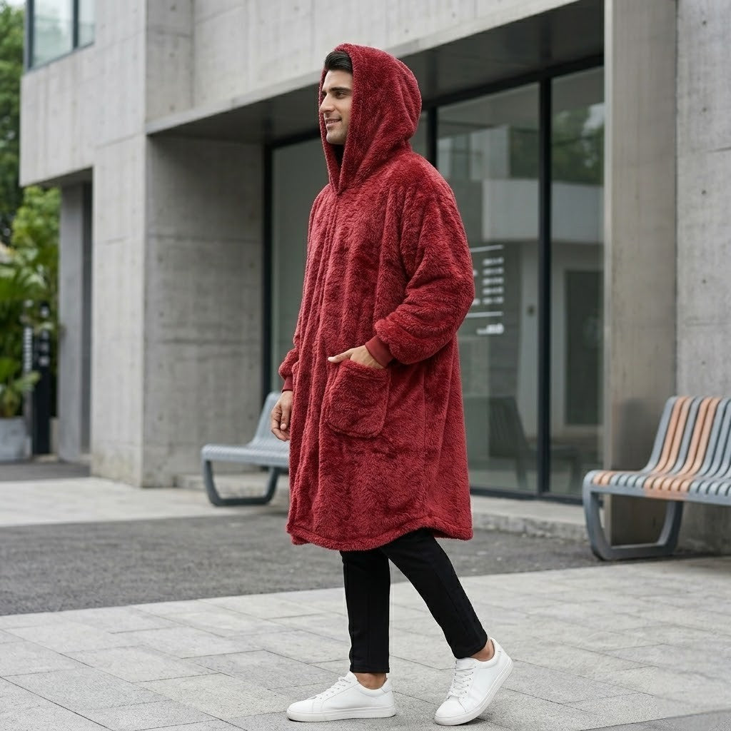 Poncho polaire homme rouge