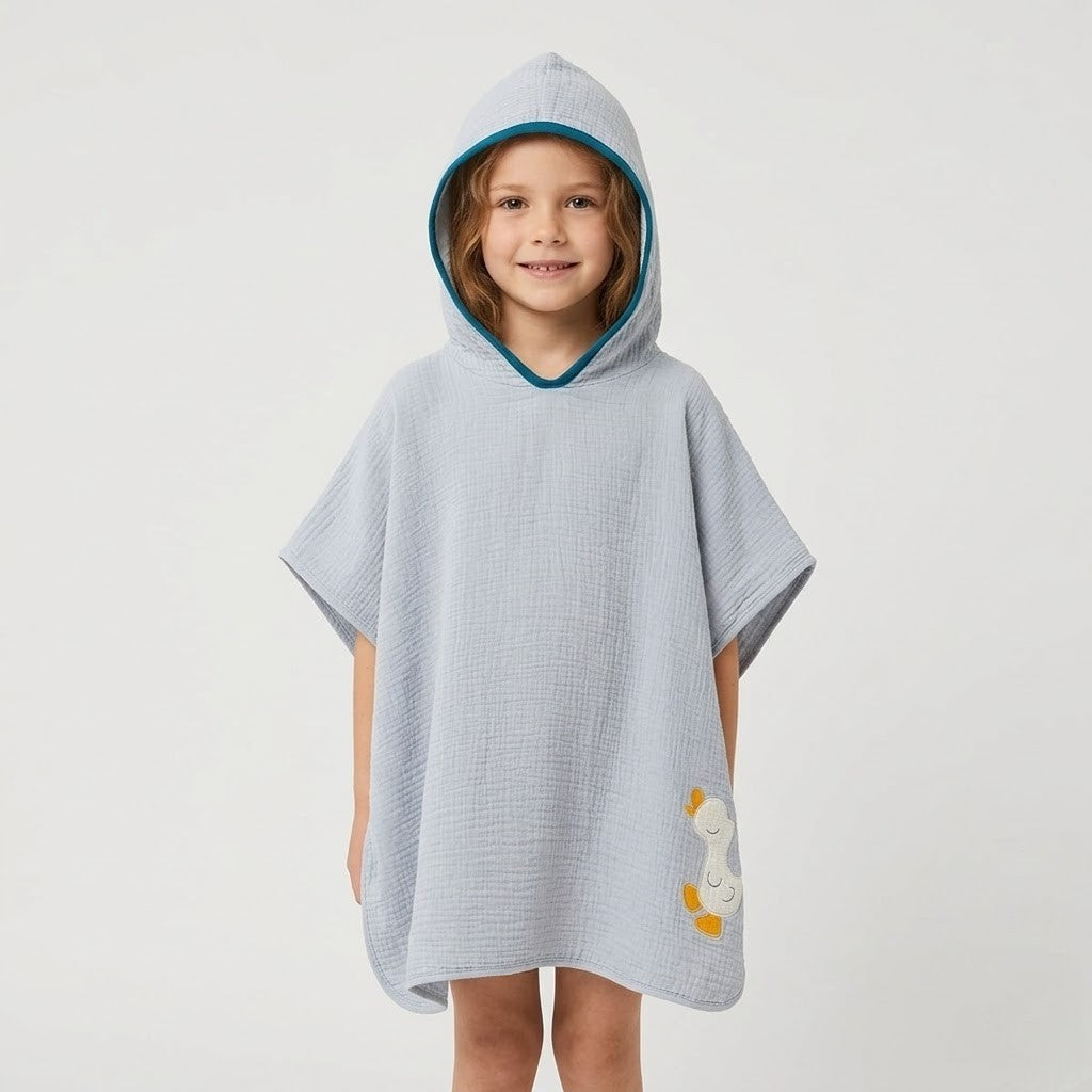 Poncho de bain enfant motif fleur