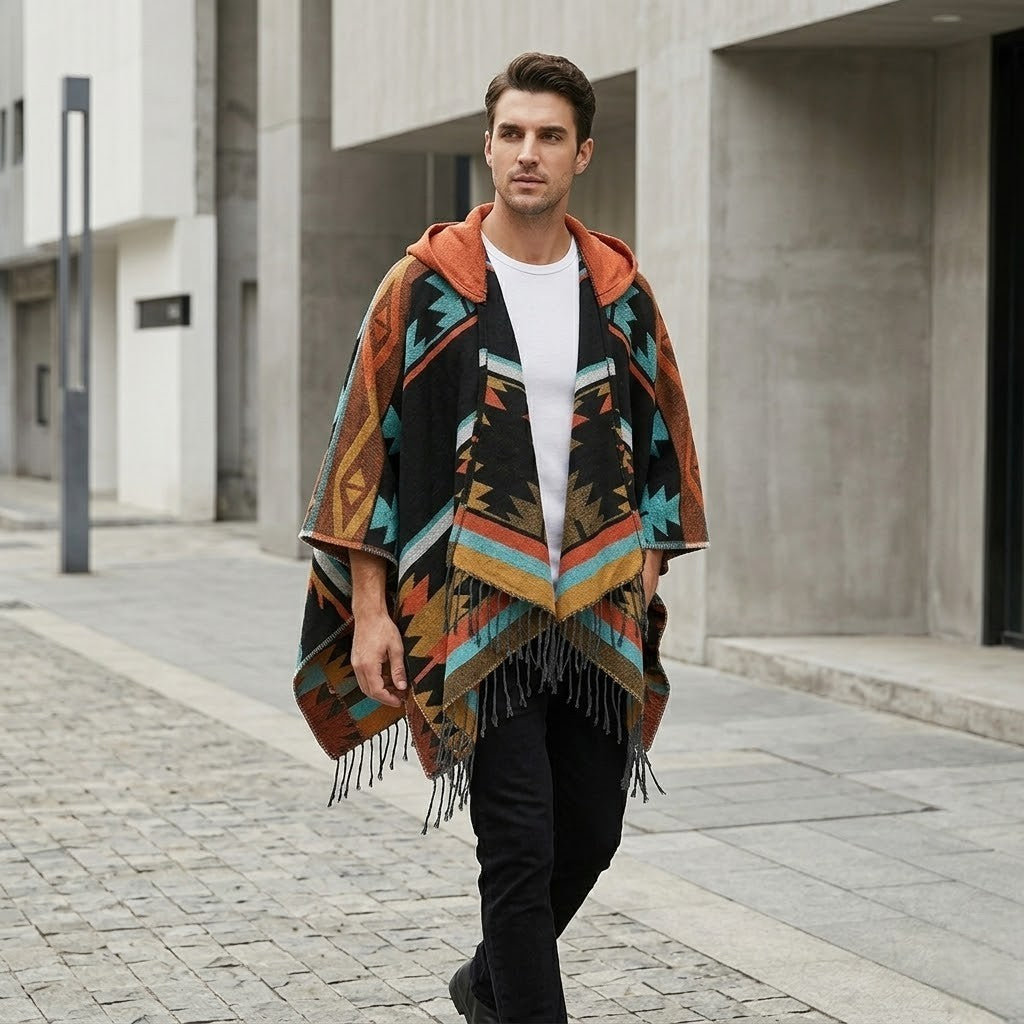 Poncho chaud homme hiver coloré