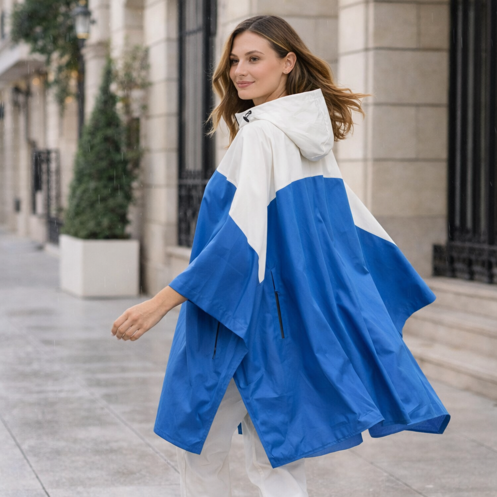 Poncho pluie femme bicolore