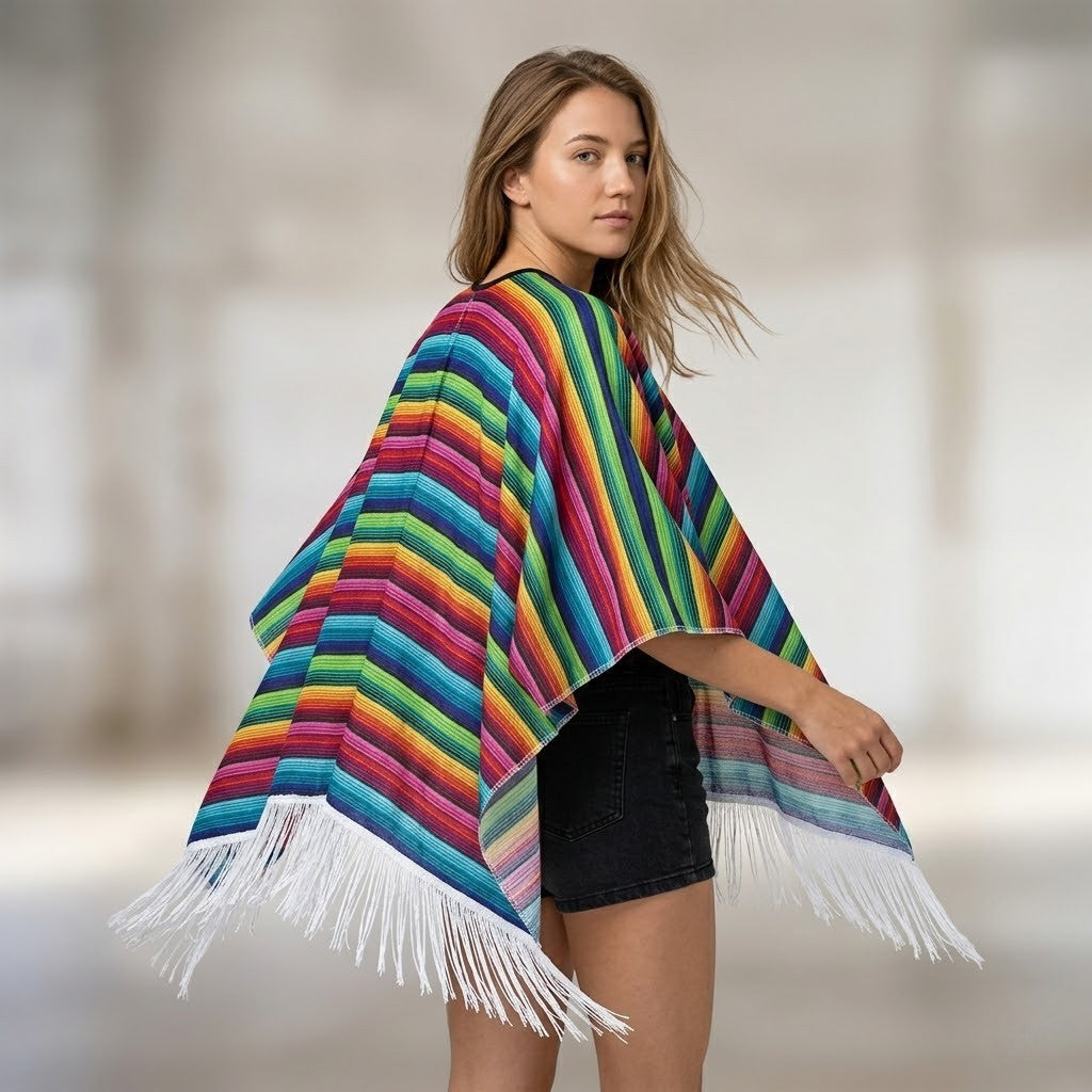 Poncho mexicain à rayures
