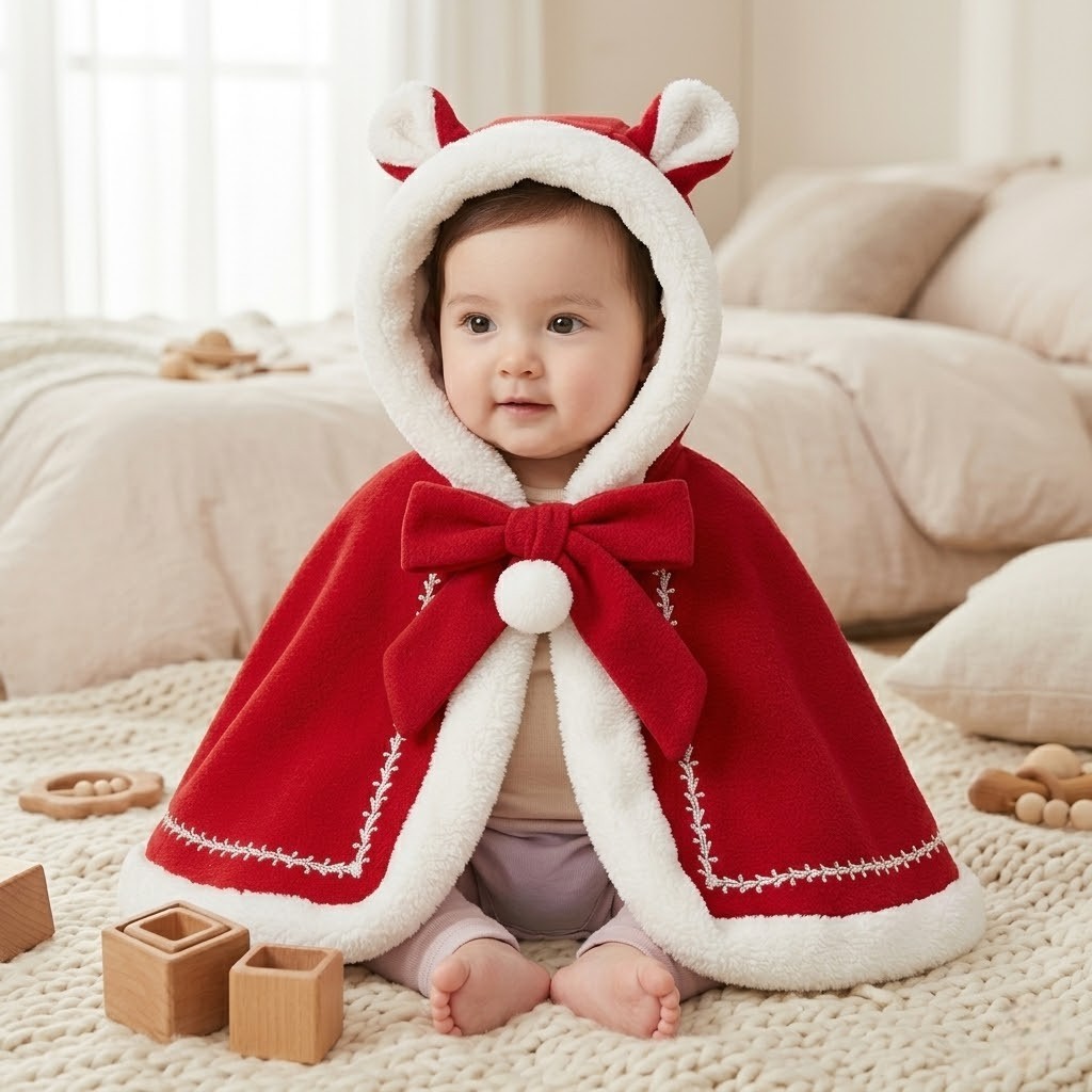 Poncho chaud bébé rouge