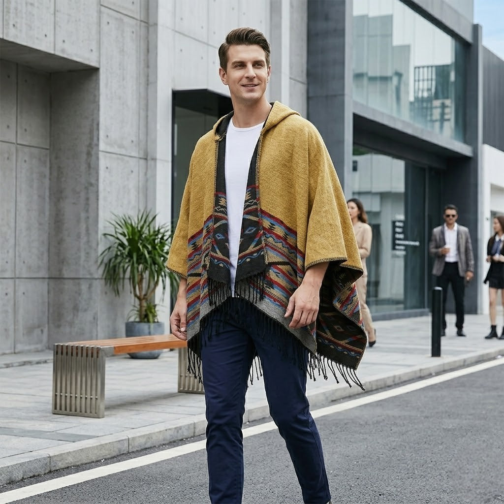 Poncho chaud homme design