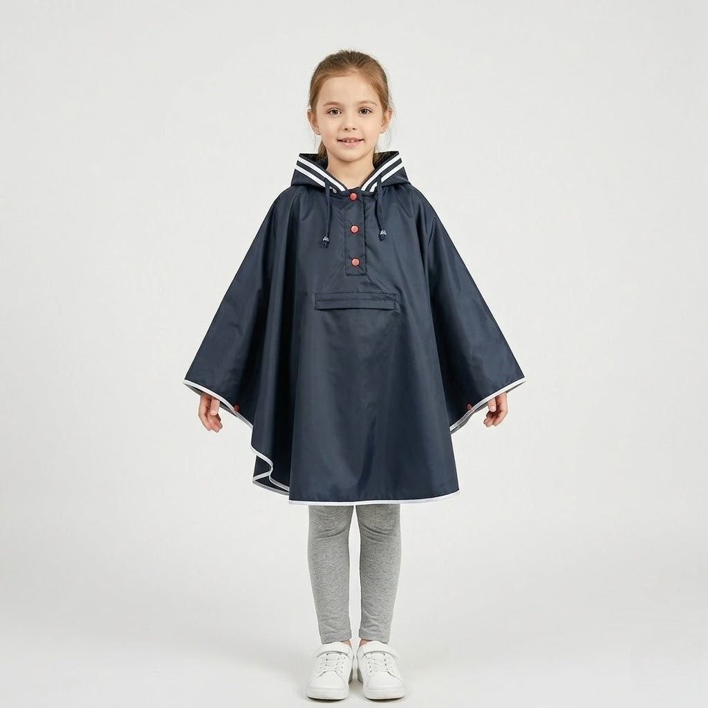 Poncho pluie enfant bleu marine