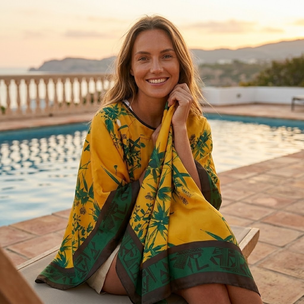 Poncho été femme Jaune