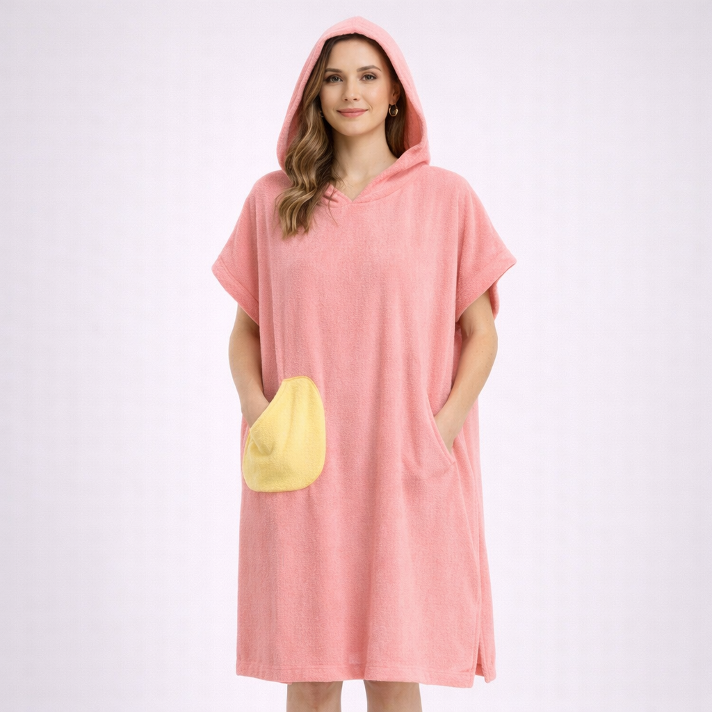 Poncho de bain femme rose