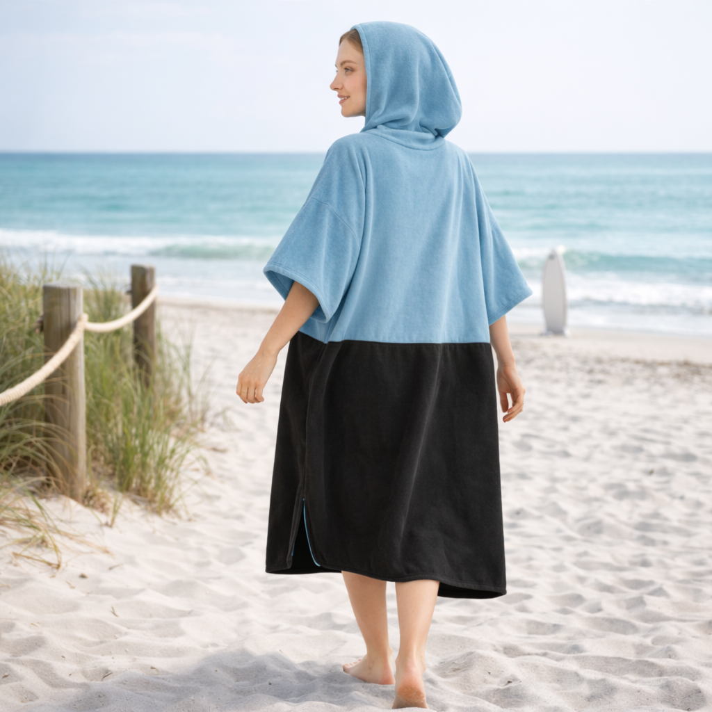 Poncho de bain femme bicolore