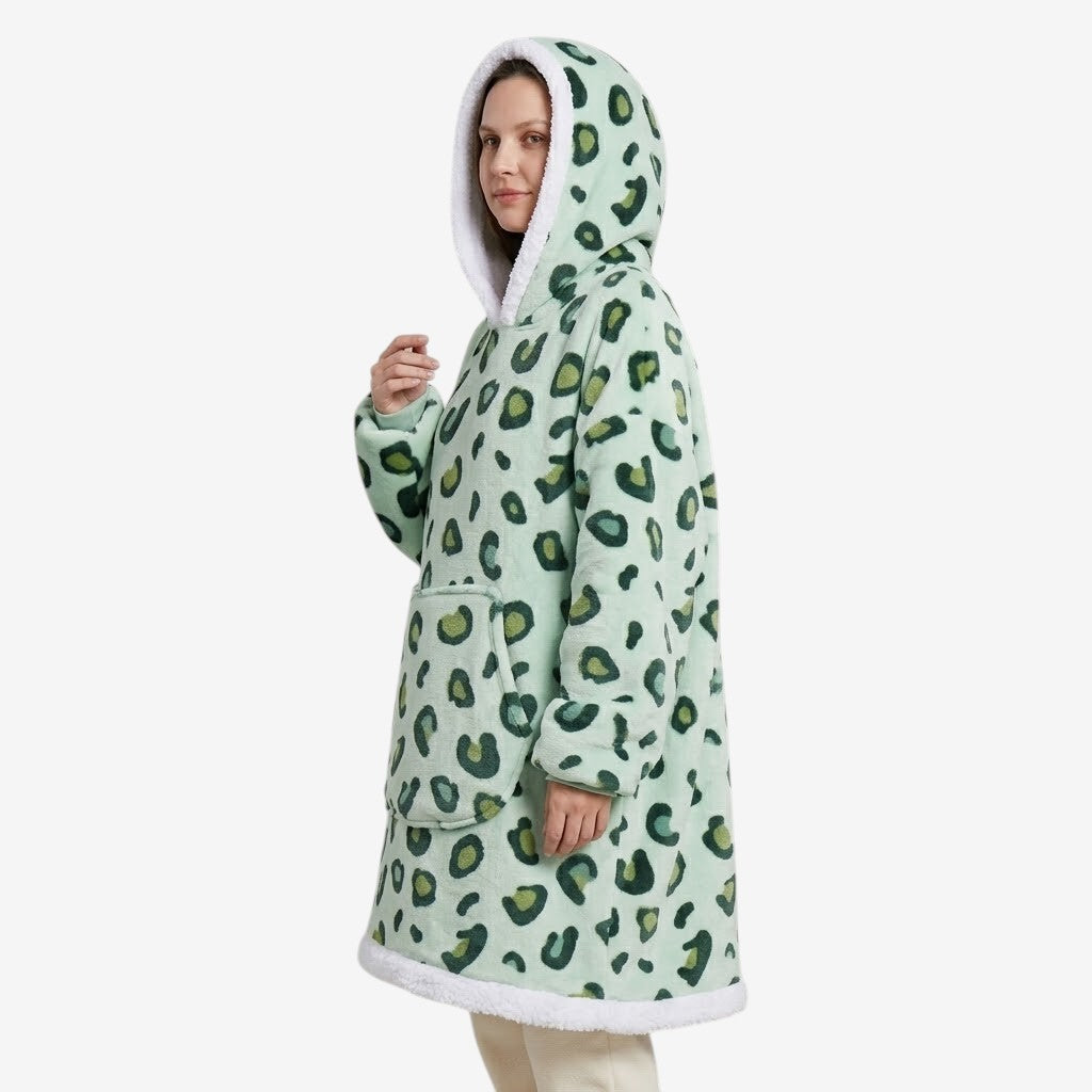 Poncho polaire femme léopard