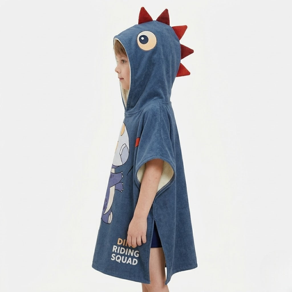 Poncho plage enfant avec capuche dinosaure
