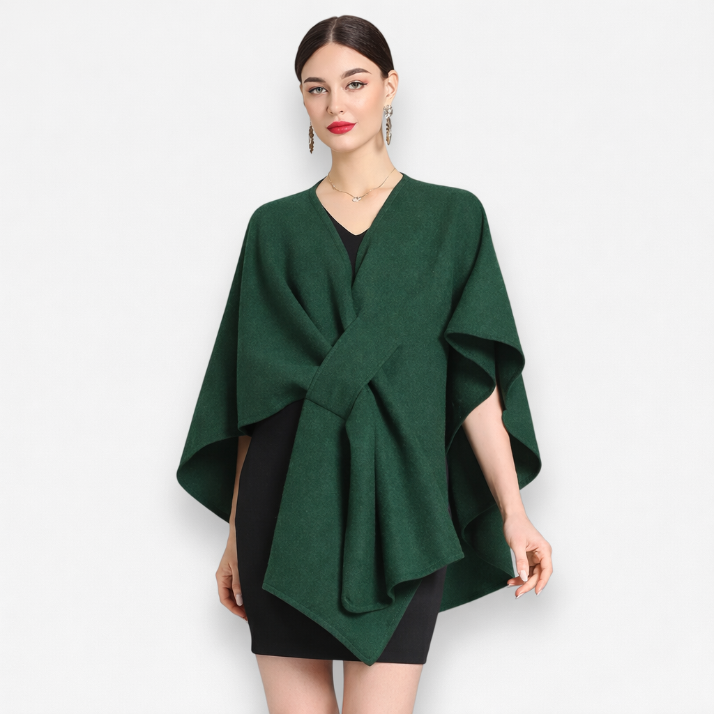 Poncho en laine femme ceinturé chic