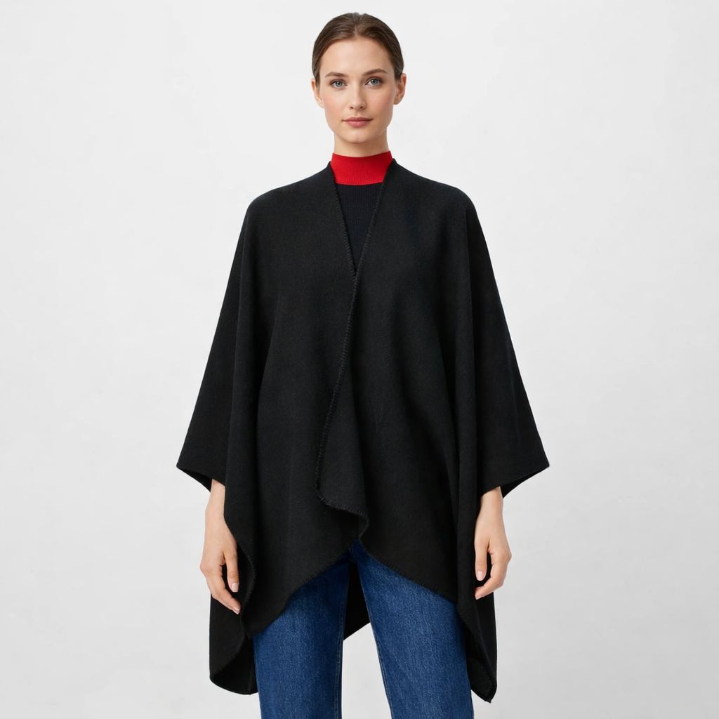 Poncho en laine femme classique