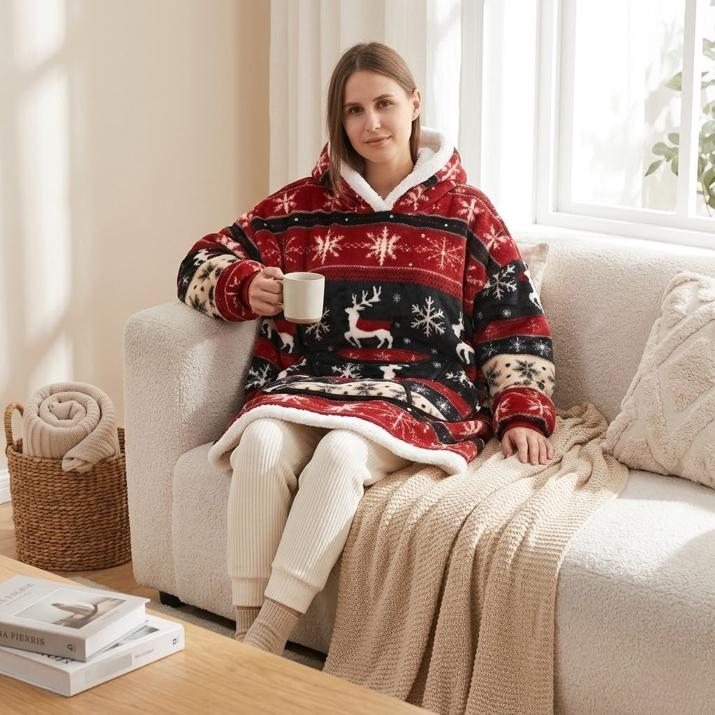 Poncho polaire femme Noël