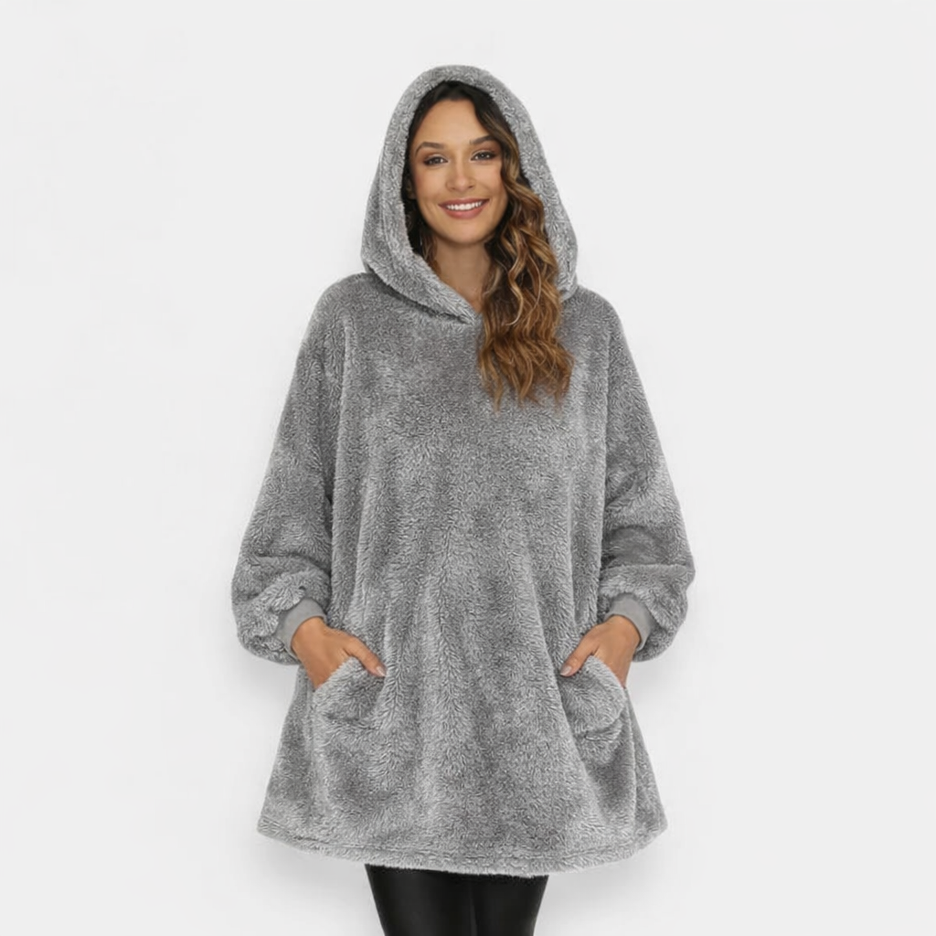 Poncho polaire femme gris