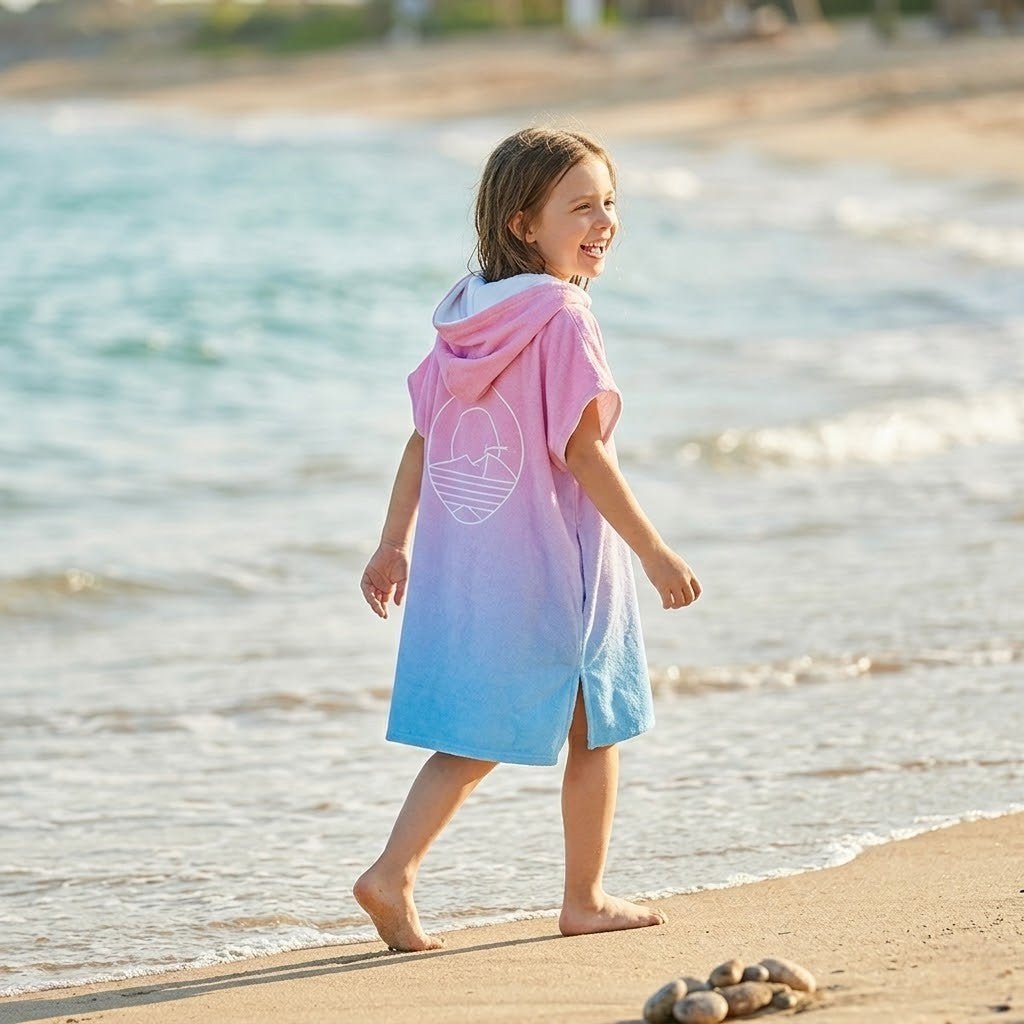Poncho plage enfant dégradé pastel