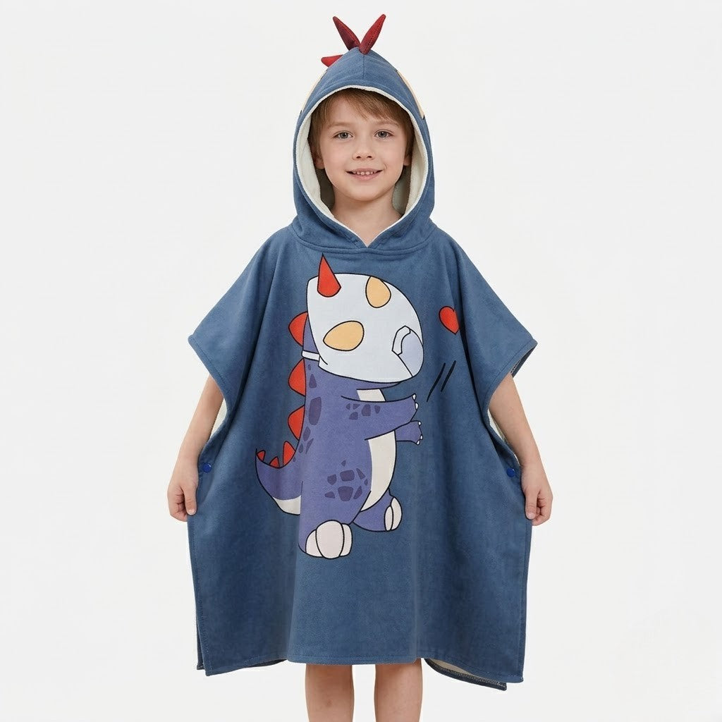 Poncho plage enfant avec capuche dinosaure