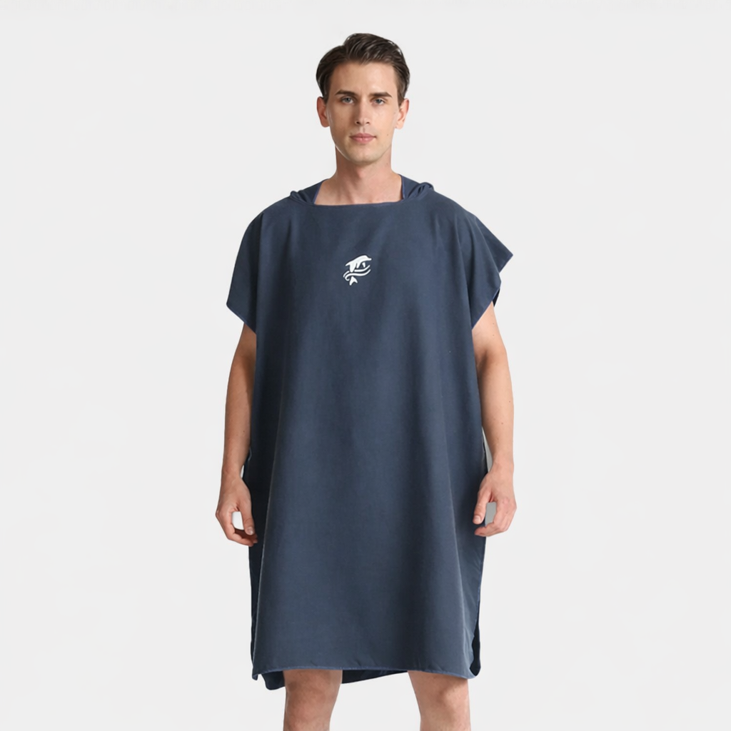 Poncho plage homme bleu marine