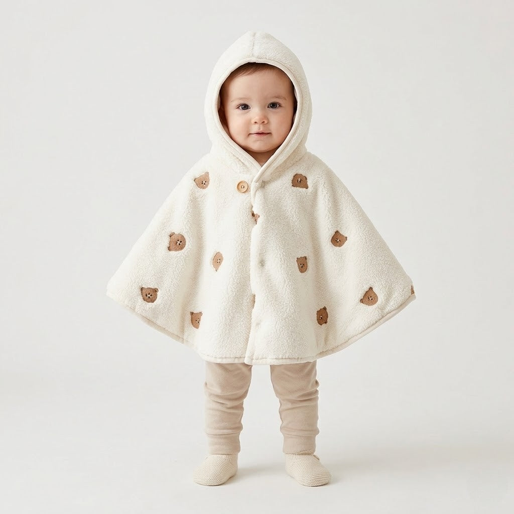 Poncho chaud bébé petit ourson