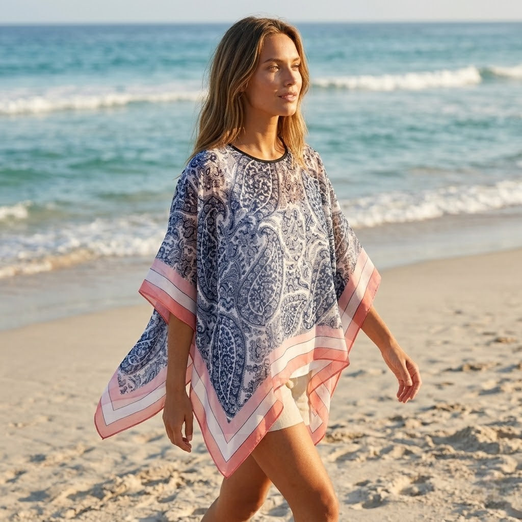 Poncho été femme rose