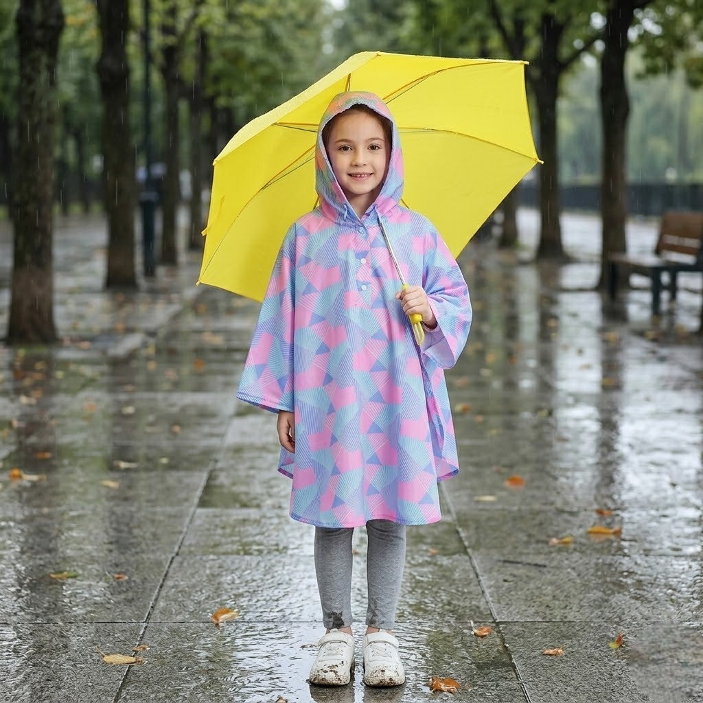 Poncho pluie enfant formes géométriques