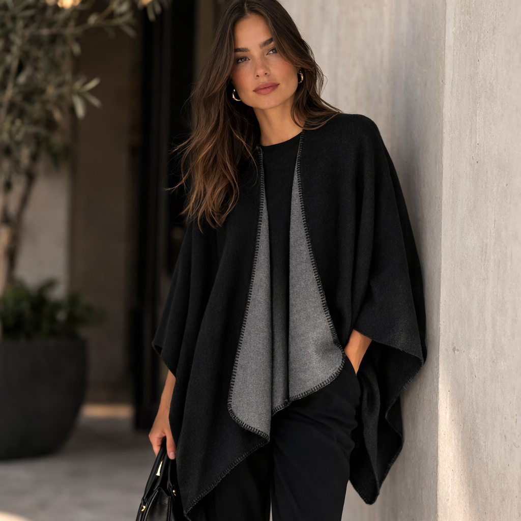 Poncho en laine femme classique