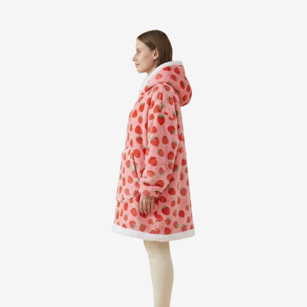 Poncho polaire femme Fraise