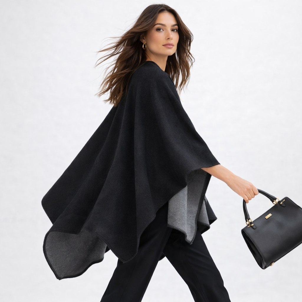 Poncho tendance femme double face