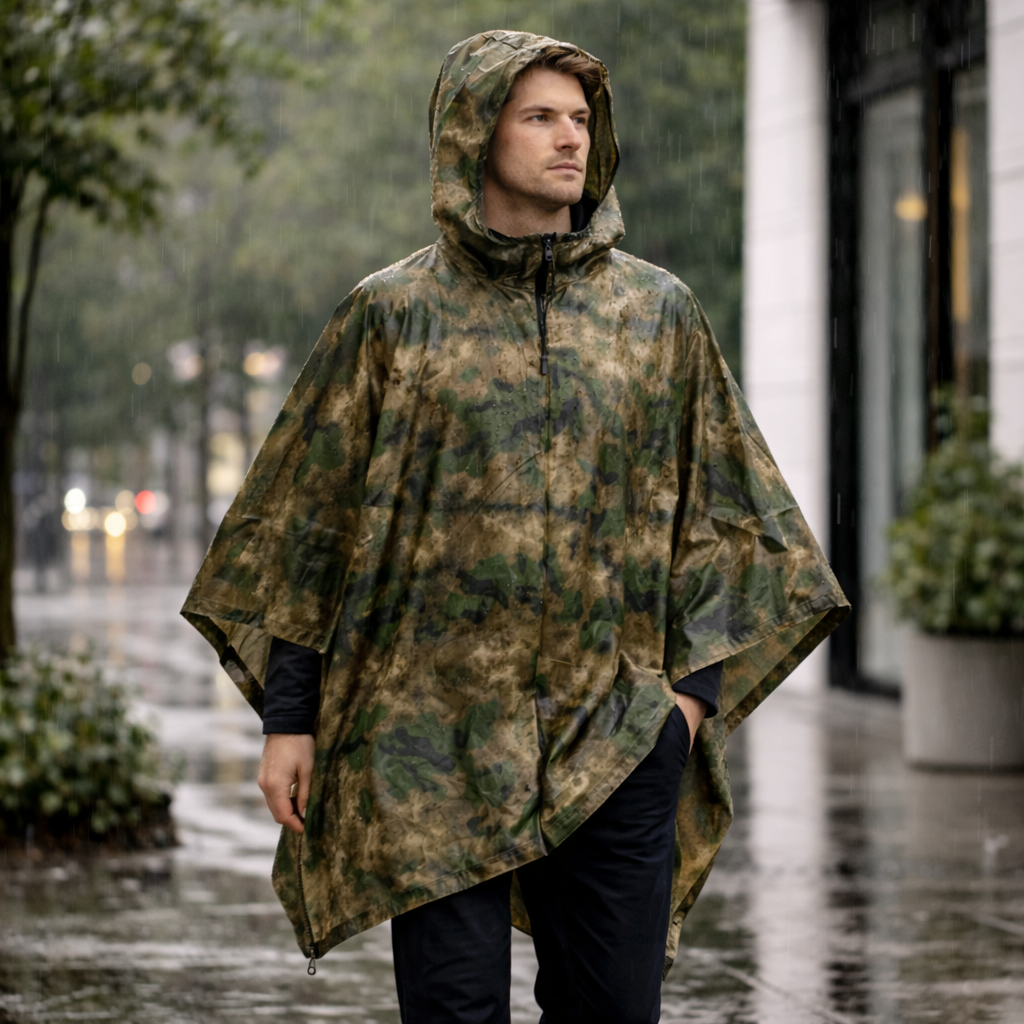 Poncho pluie homme camouflage imperméable